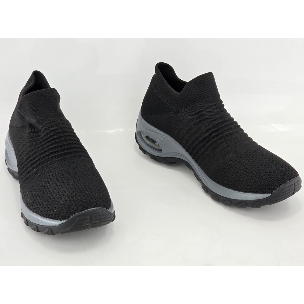 STQ Slip On Walking Shoes Women Size 10 Black Air Cushion Comfort - Excellent